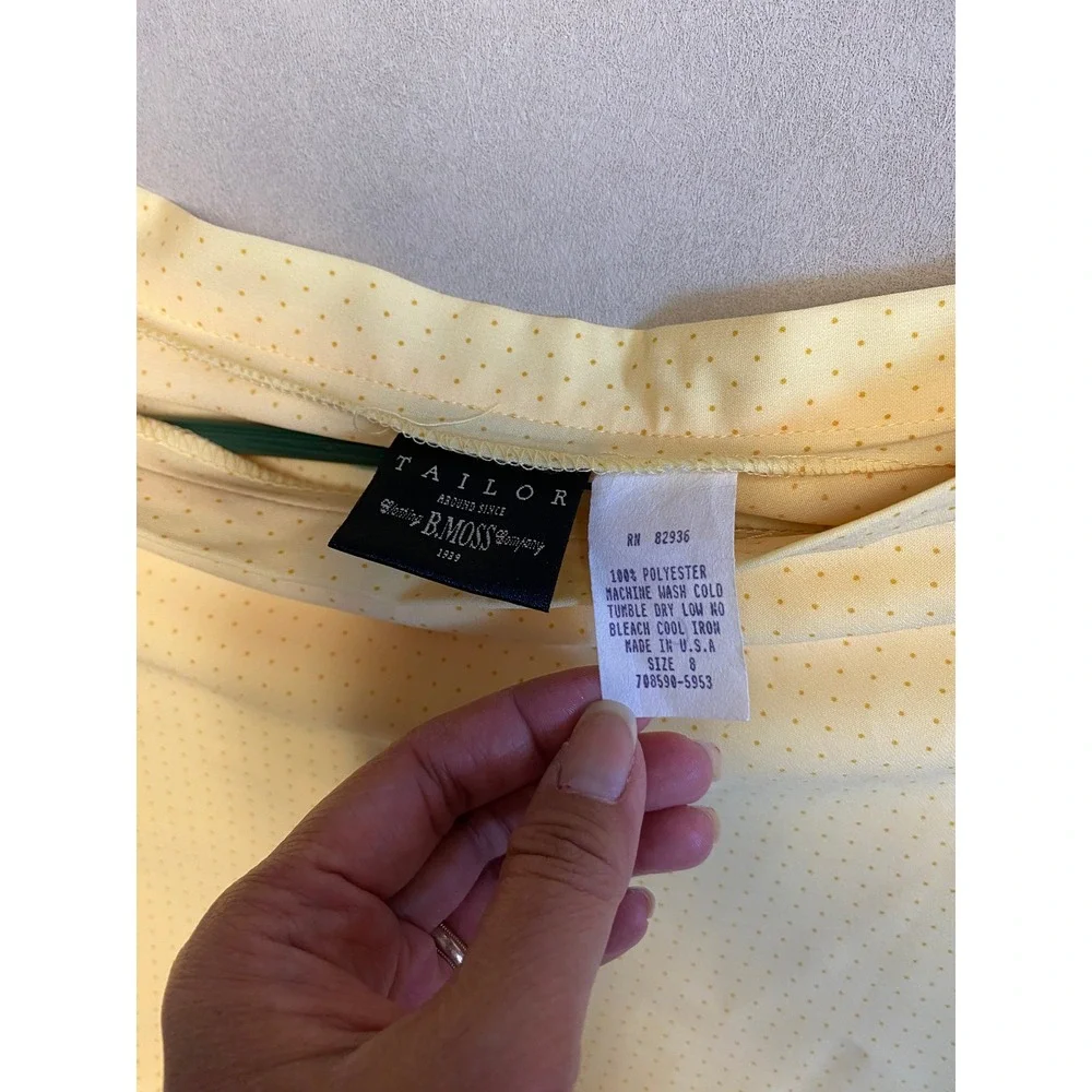 Tailor B Moss Yellow Polka Dot A-Line Mini Skirt Size 8 Made in USA